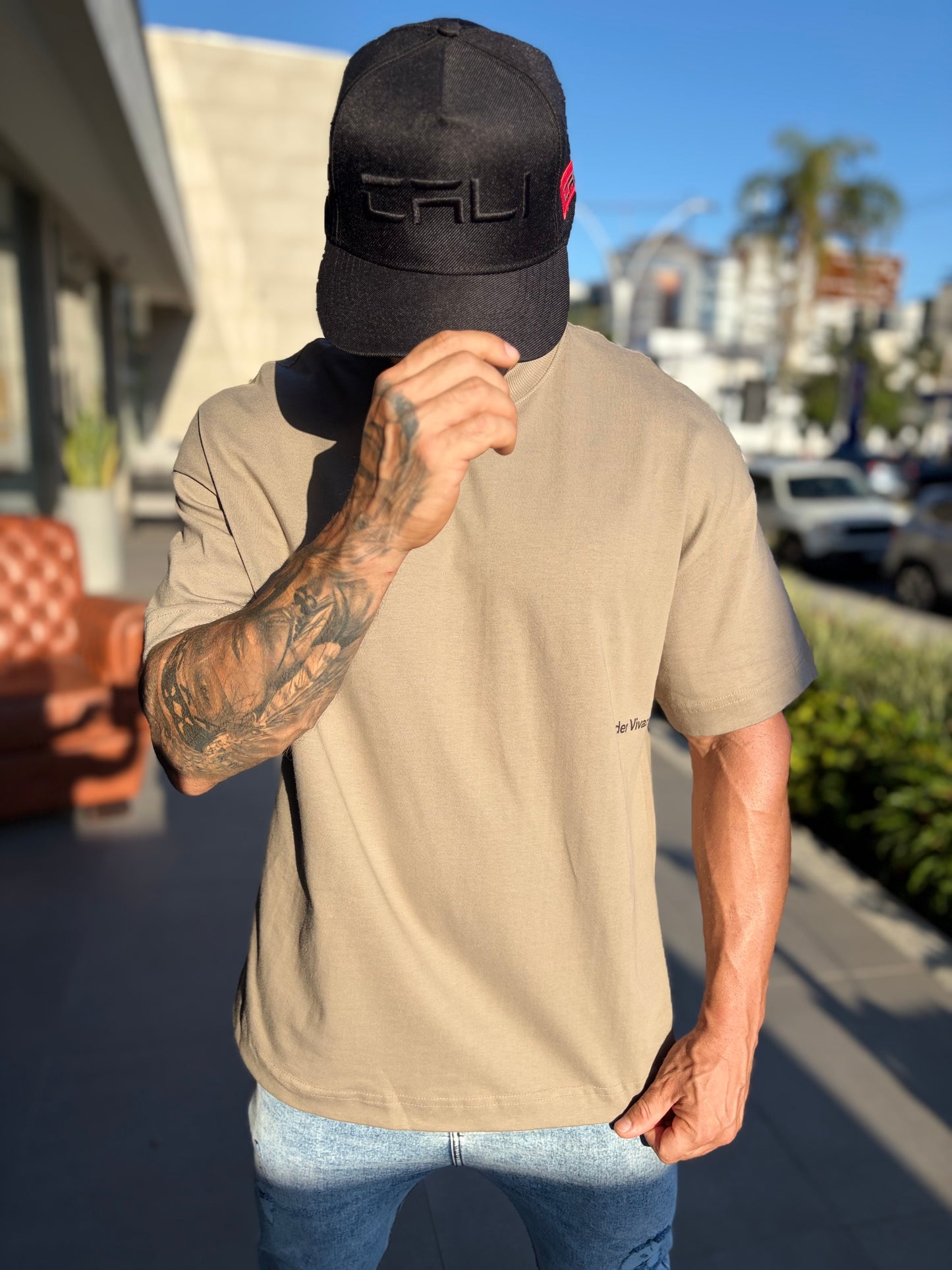 Camiseta Oversized LV Minimalism Bege