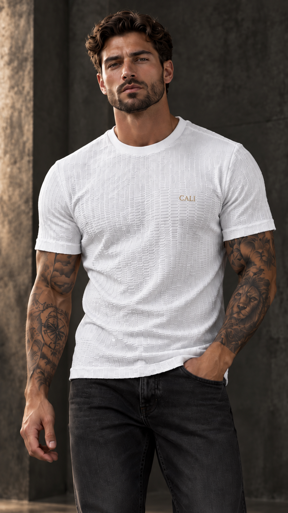 Camiseta Cali Minimalist Texture Premium Blanca