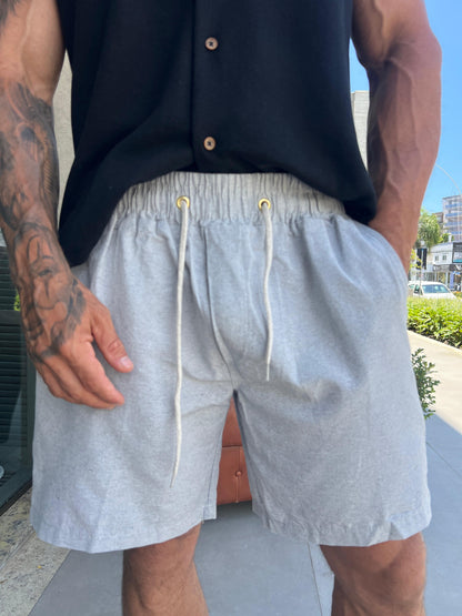 Short Mauricinho Linho Cinza Claro