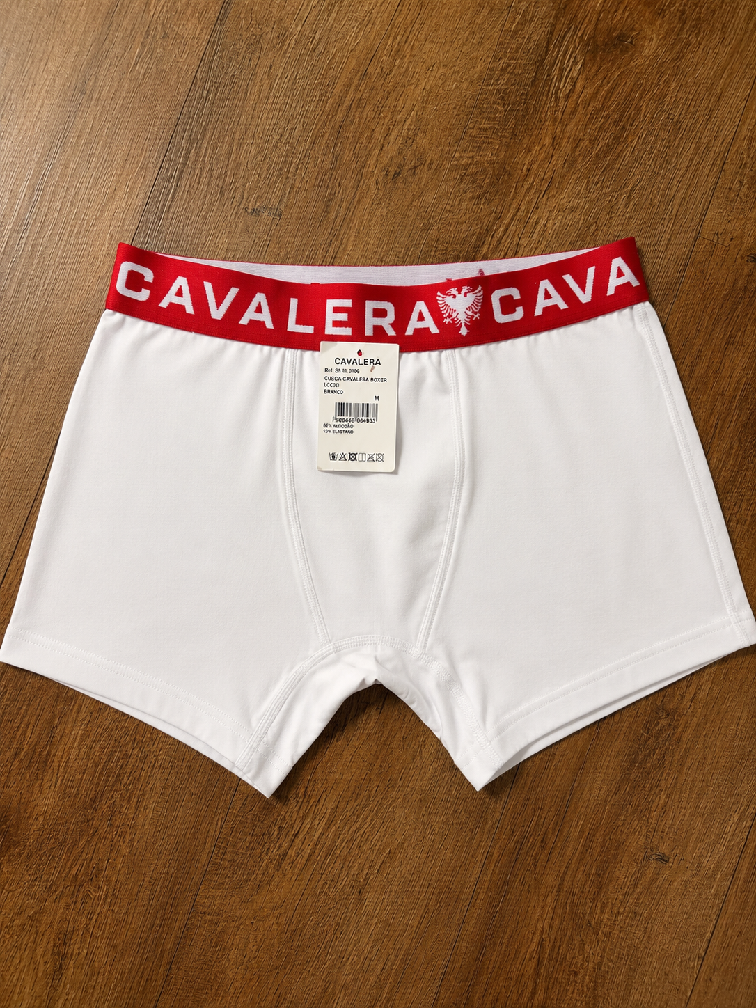 Cueca Cavalera Branca Boxer Vermelha Logo
