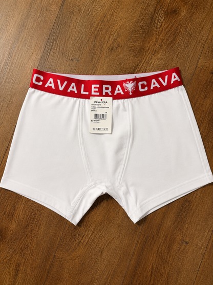 Cueca Cavalera Branca Boxer Vermelha Logo