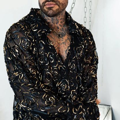 Camisa Hustlin - Gold Roses