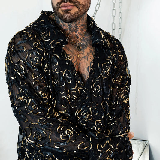 Camisa Hustlin - Gold Roses
