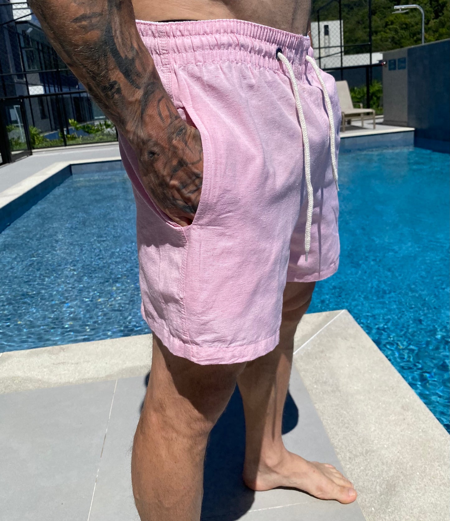 Short Mauricinho Linho Rosa