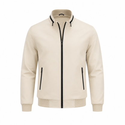 Jaqueta Rick em Couro Off White Ziper