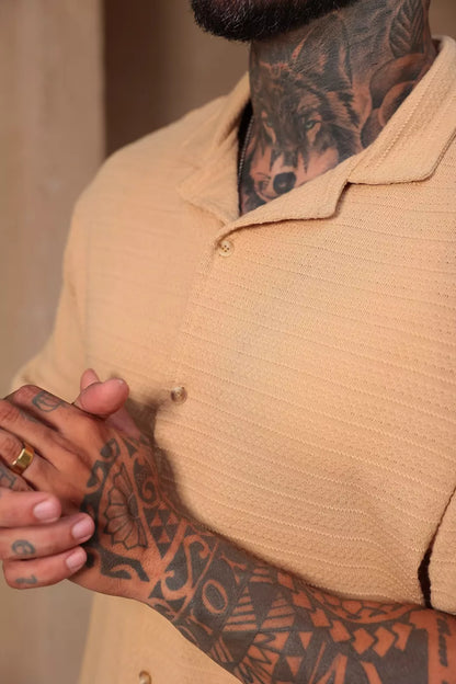 Camisa Resort Mikonos Linho Bege