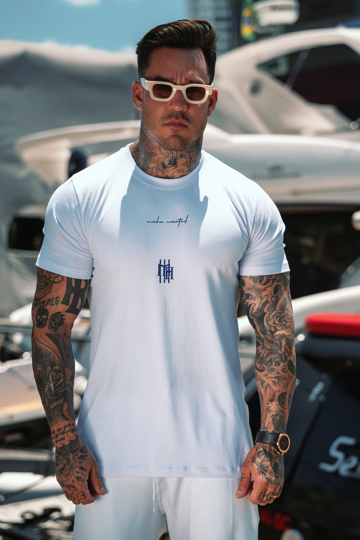 Camiseta Mahe White Blue Stars