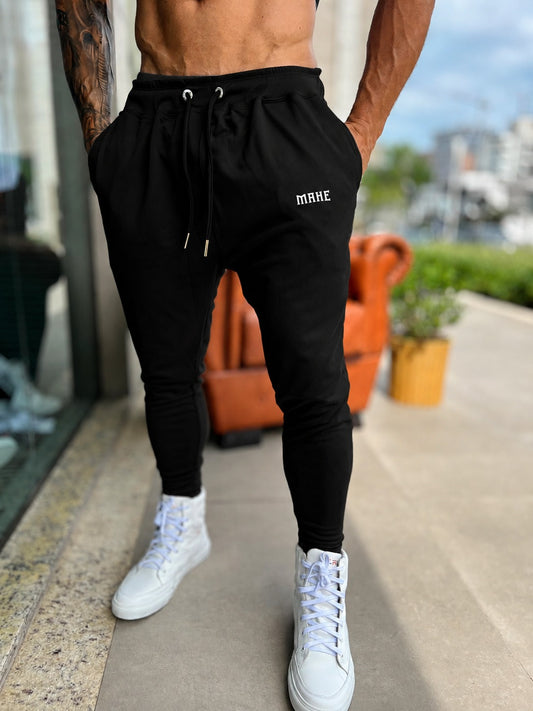 Calça Mahe Skinny Preta Canelada Logo