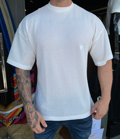 Camiseta Over Off White Tricot