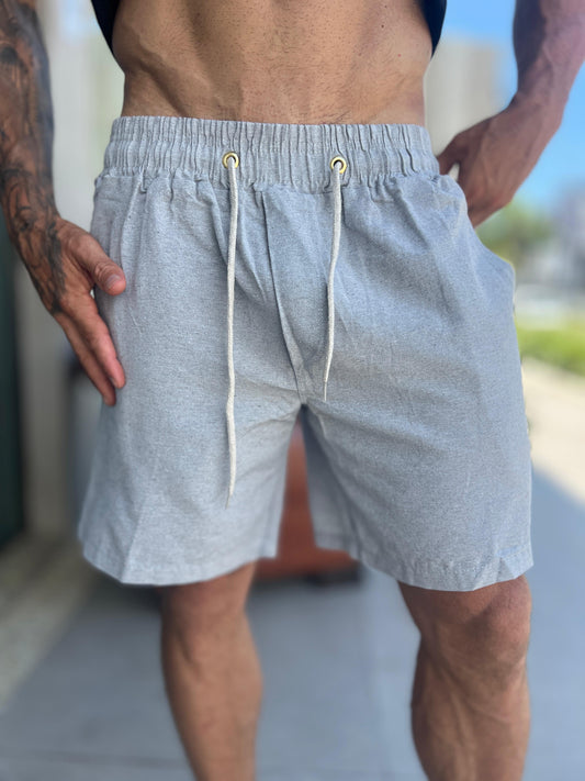 Short Mauricinho Linho Cinza Claro