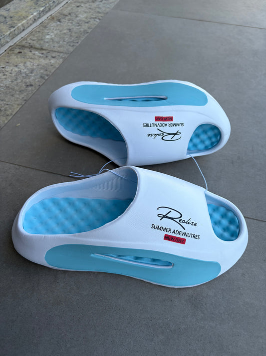 Chinelo Nuvem White Blue Super Leve