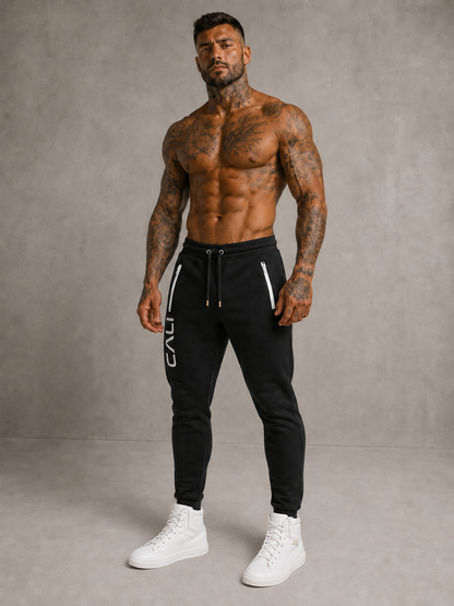 Calça Cali skinny preta com zíper branco