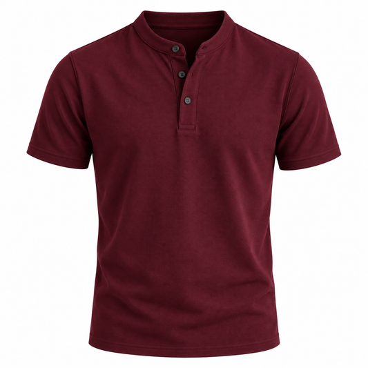 Camiseta Gola Henley Vinho