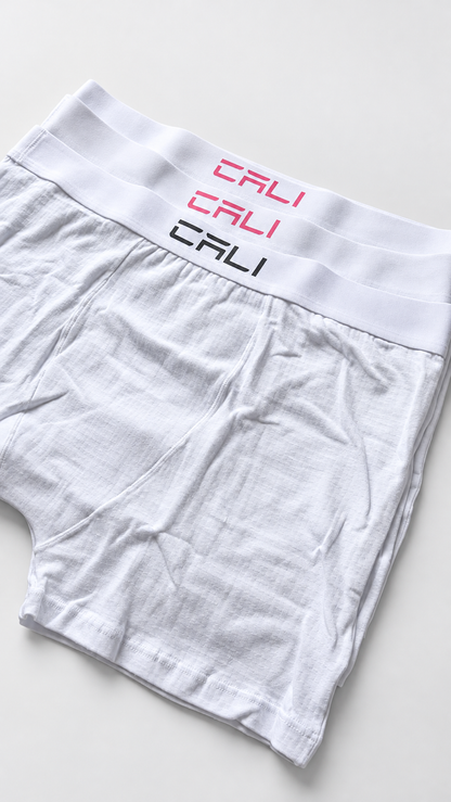 Kit com 3 Cuecas Cali Branco Rosa/Branco Vermelho/Branco Preto