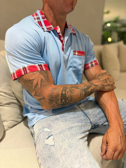 Camiseta Polo Celeste