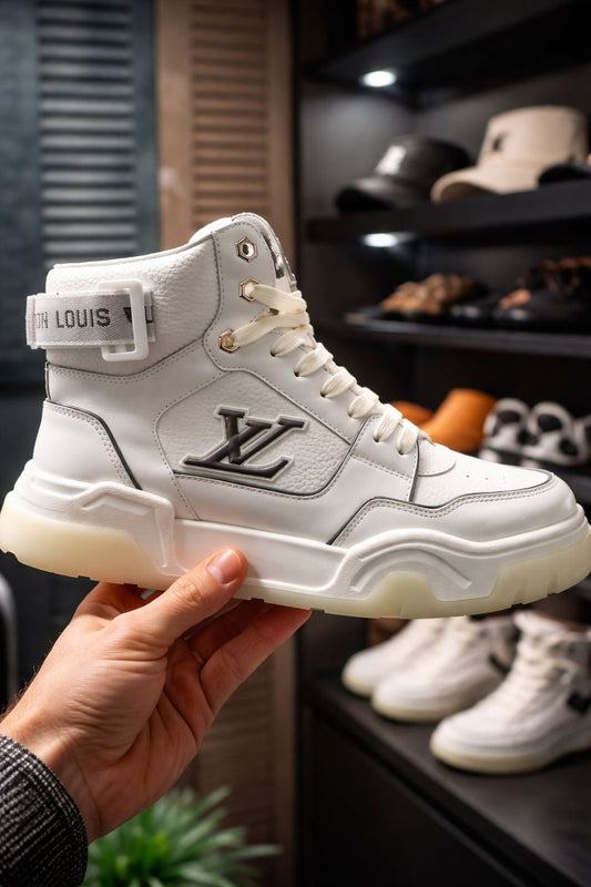Tênis LV Luxuy importado Cano Alto Branco