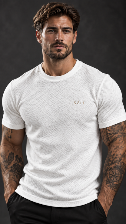 Camiseta Cali Textura Waffle Branca