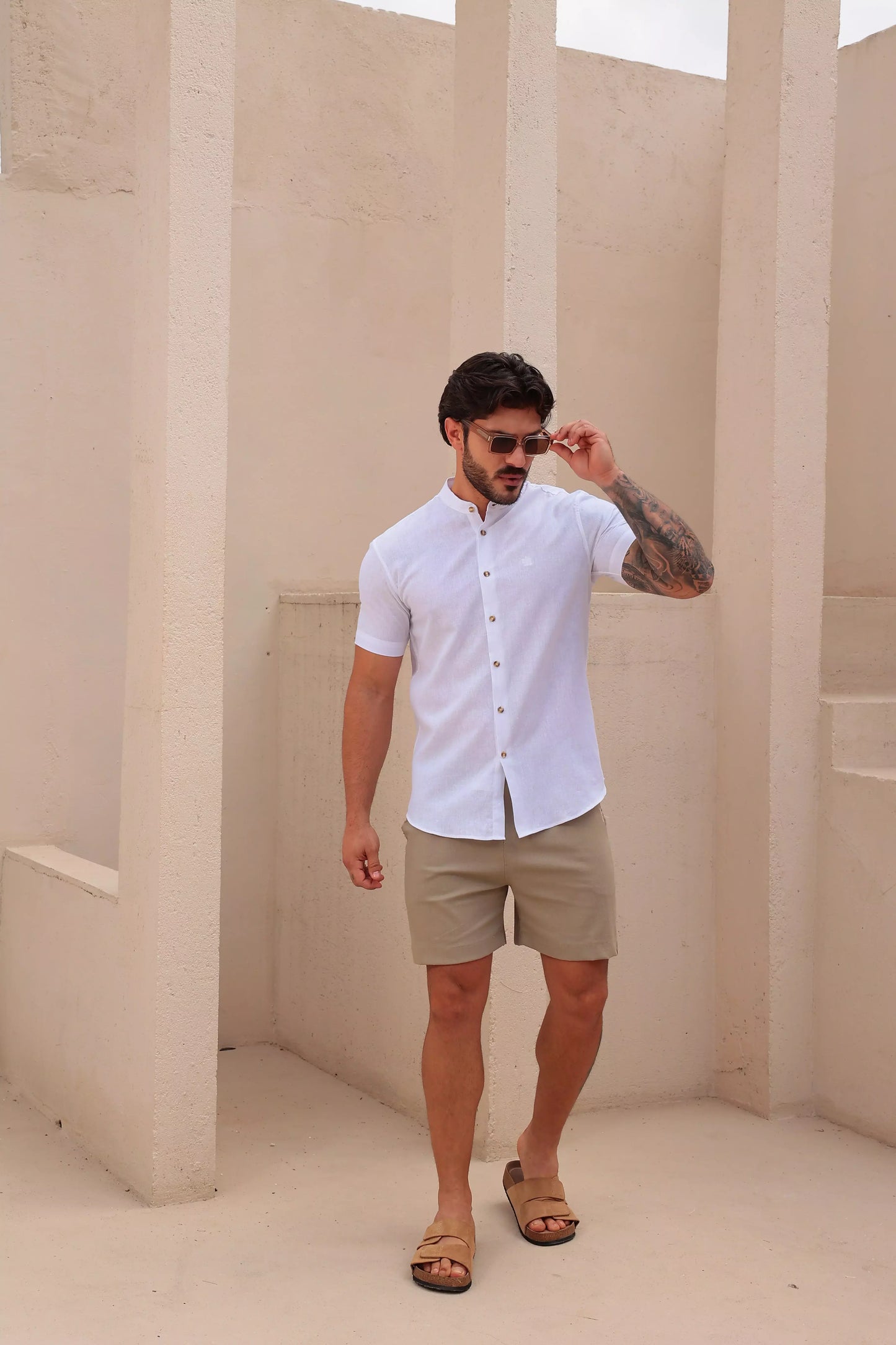 Camisa Gola Padre Linho Branca