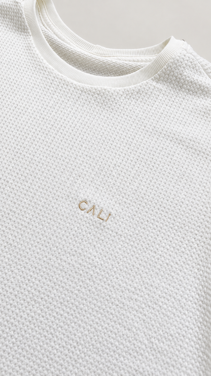 Camiseta Cali Textura Waffle Branca