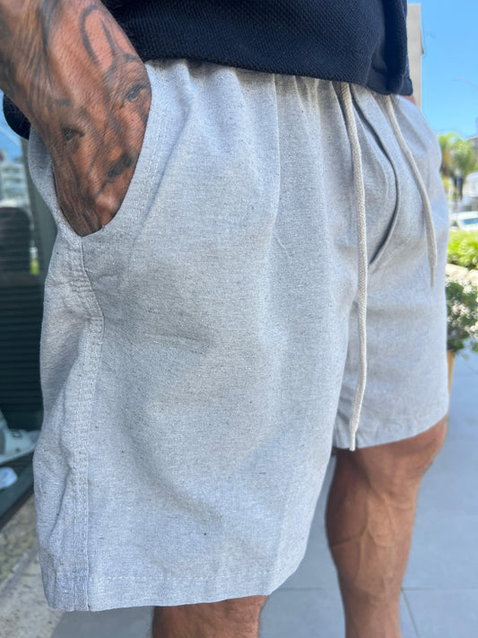 Short Mauricinho Linho Cinza Claro