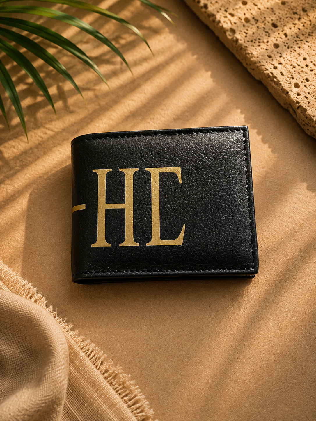 Carteira Mahe Black Gold em couro