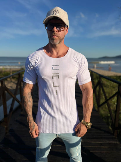 Camiseta Cali Canelada White Silver