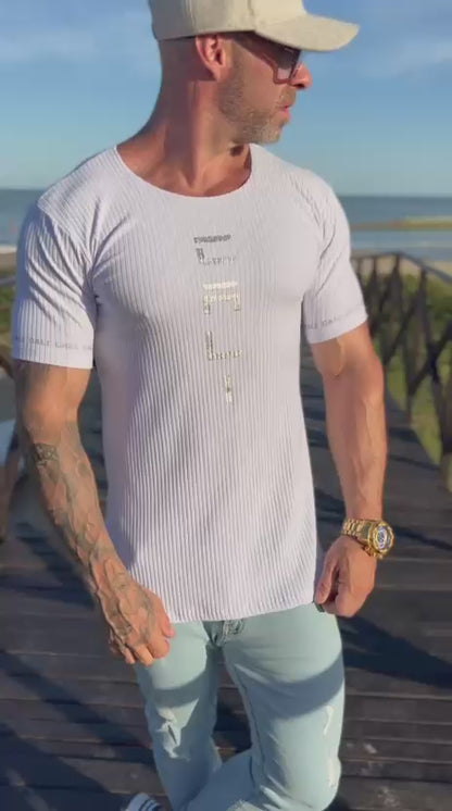 Camiseta Cali Canelada White Silver
