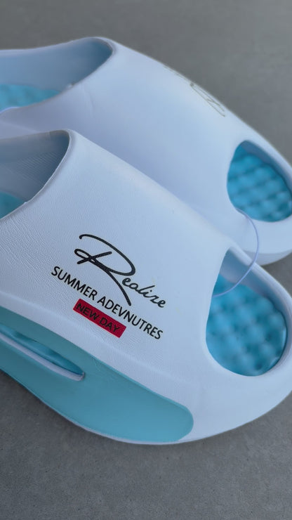 Chinelo Nuvem White Blue Super Leve